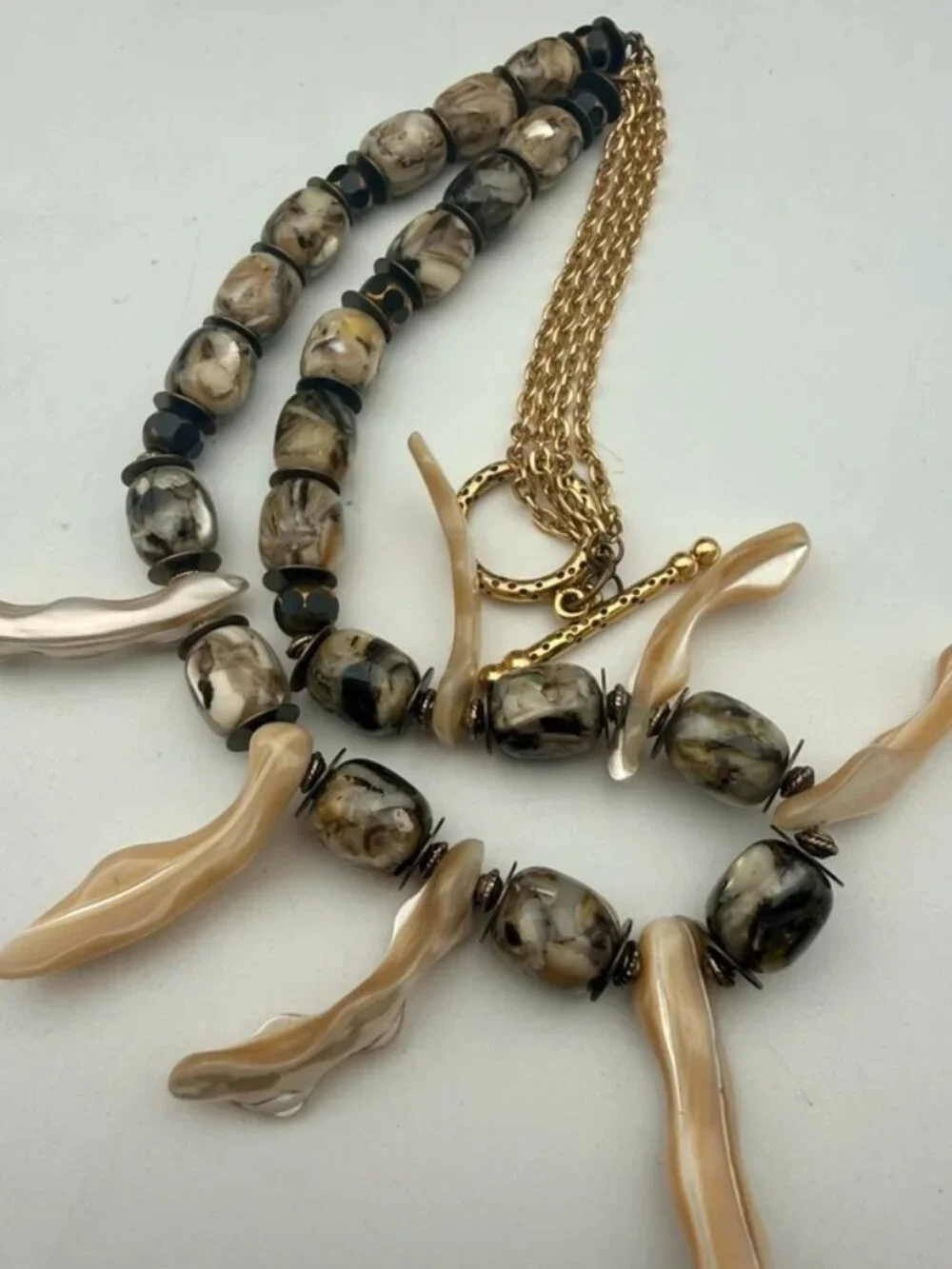 Genuine Coral Branch & Natural Shell Statement Necklace - Picture 11 of 11